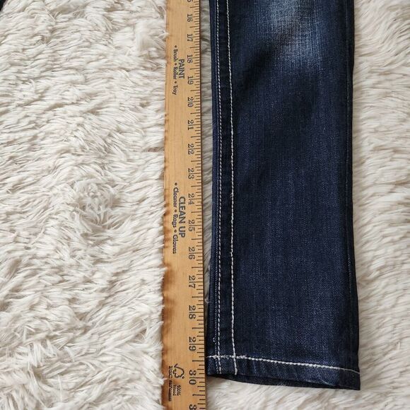 Premiere Rue 21 Denim Jeans Dark Stone Wash Sequin Rhinestones - Picture 9 of 13
